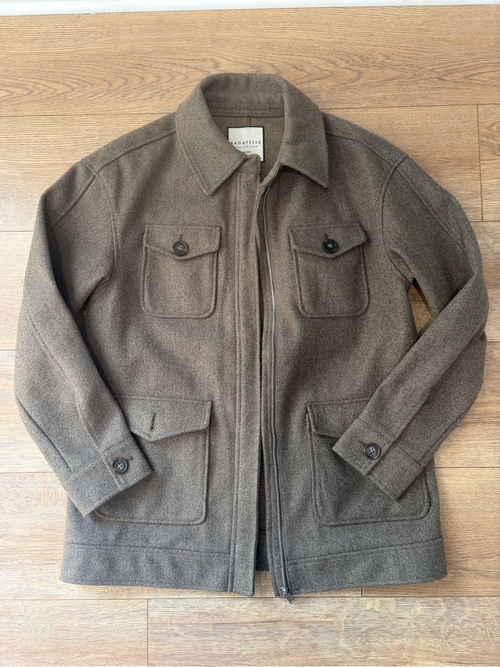 Bagatelle Collection Utility Field Jacket Brown Taupe Zip Front Size M